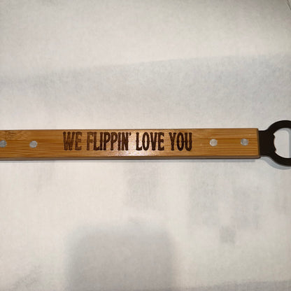 ENGRAVED - 19 1/4" Bamboo Barbeque Spatula with Bottle Opener