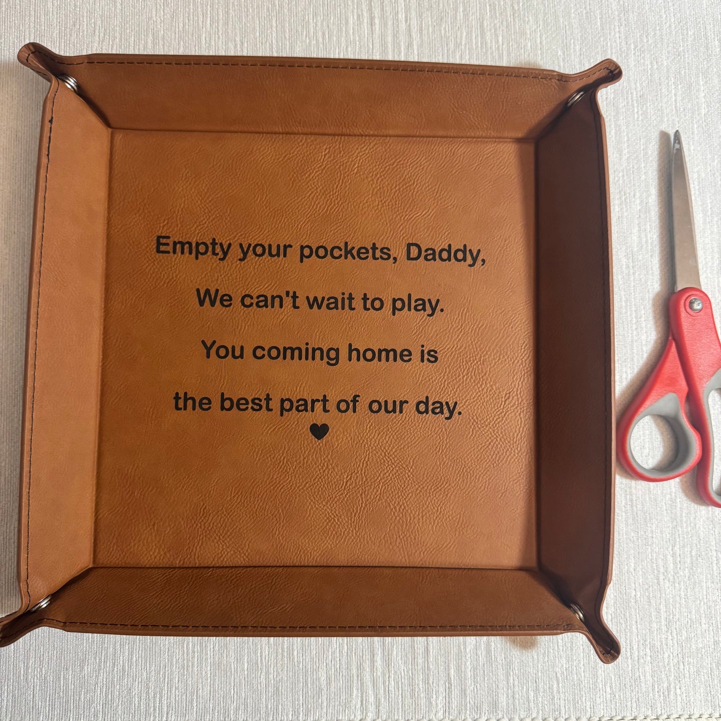 Leatherette Snap Up Tray - Empty Your Pockets Daddy