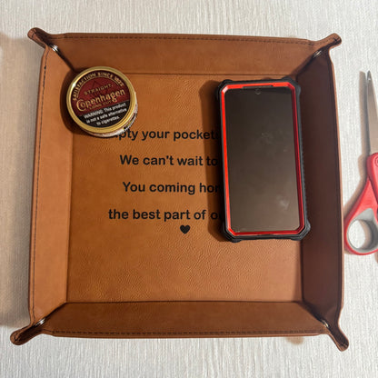Leatherette Snap Up Tray - Empty Your Pockets Daddy