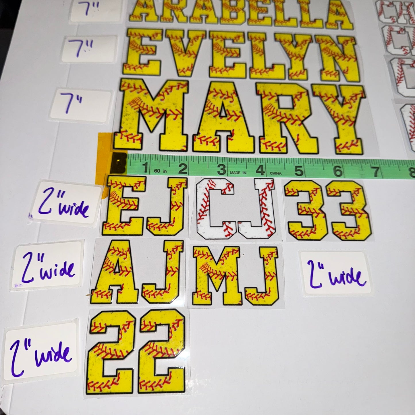 UV DTF Decals for Softball & Baseball | Custom Names & Numbers | Set of 2 | Helmet Decals | Various Sizes