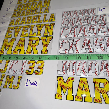 UV DTF Decals for Softball & Baseball | Custom Names & Numbers | Set of 2 | Helmet Decals | Various Sizes