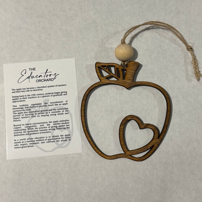 Stained Apple Themed Wooden Teacher Ornament - The Educators Orchard