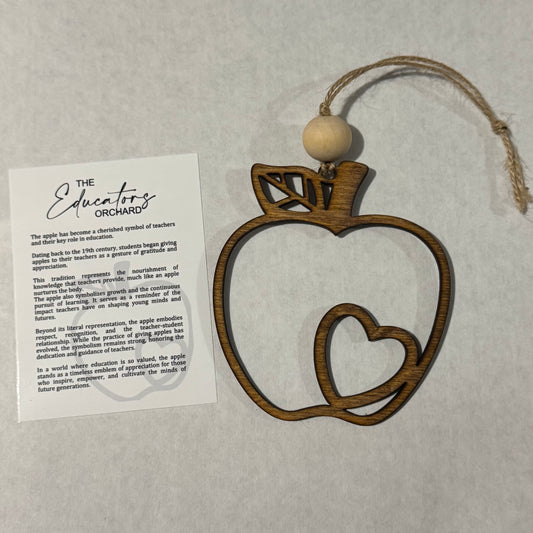 Stained Apple Themed Wooden Teacher Ornament - The Educators Orchard