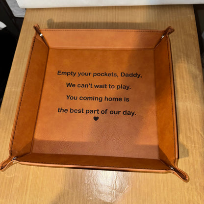 Leatherette Snap Up Tray - Empty Your Pockets Daddy