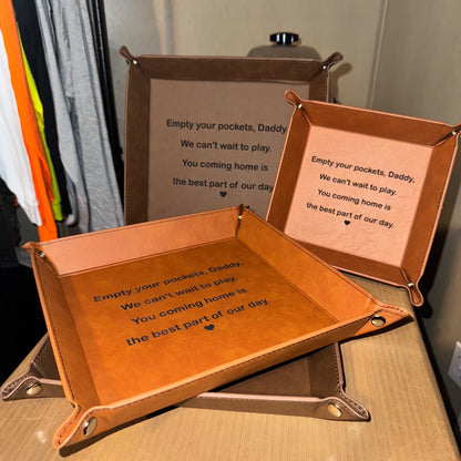 Leatherette Snap Up Tray - Empty Your Pockets Daddy