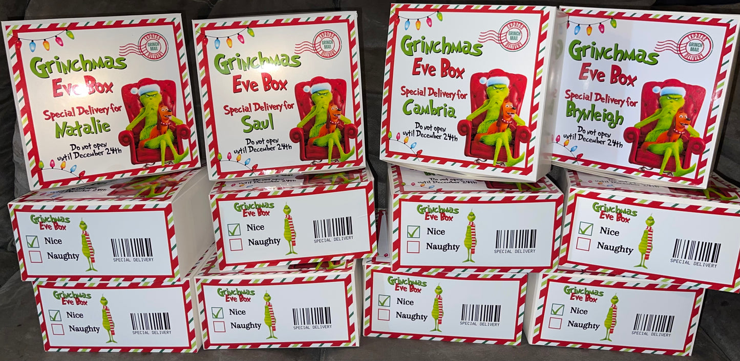 Personalized with NAME - GRINCHMAS EVE BOX! - READY ON OR BEFORE DECEMBER 20TH