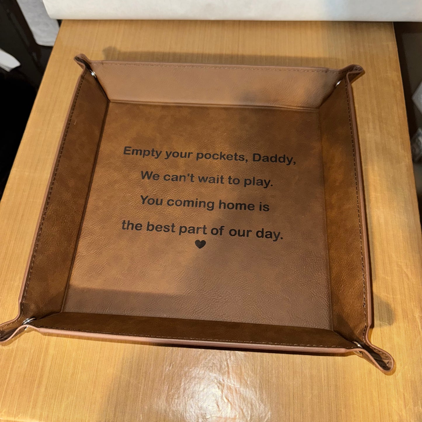 Leatherette Snap Up Tray - Empty Your Pockets Daddy