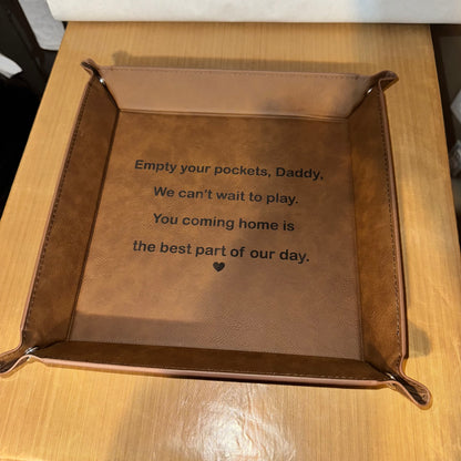 Leatherette Snap Up Tray - Empty Your Pockets Daddy