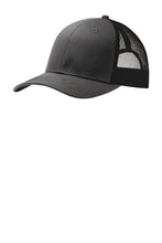 Load image into Gallery viewer, WOLFE PACK HAT -- Port Authority Snapback Trucker Hat  *SIMILAR STYLE TO RICHARDSON 112 HATS* with Custom Leatherette Patch
