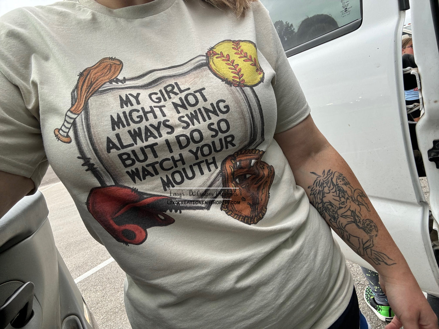 SALE OF THE WEEK - SUBLIMATION - MY (GIRL, BOY, or KIDS) MIGHT NOT ALWAYS SWING BUT I DO SO WATCH YOUR MOUTH - T-SHIRT - GILDAN DRYBLEND 50/50