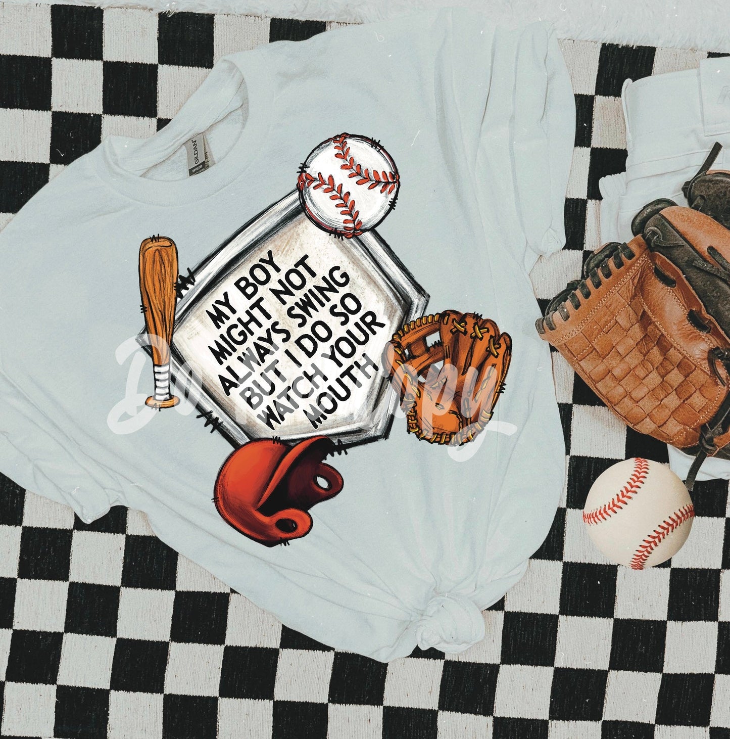 SALE OF THE WEEK - SUBLIMATION - MY (GIRL, BOY, or KIDS) MIGHT NOT ALWAYS SWING BUT I DO SO WATCH YOUR MOUTH - T-SHIRT - GILDAN DRYBLEND 50/50