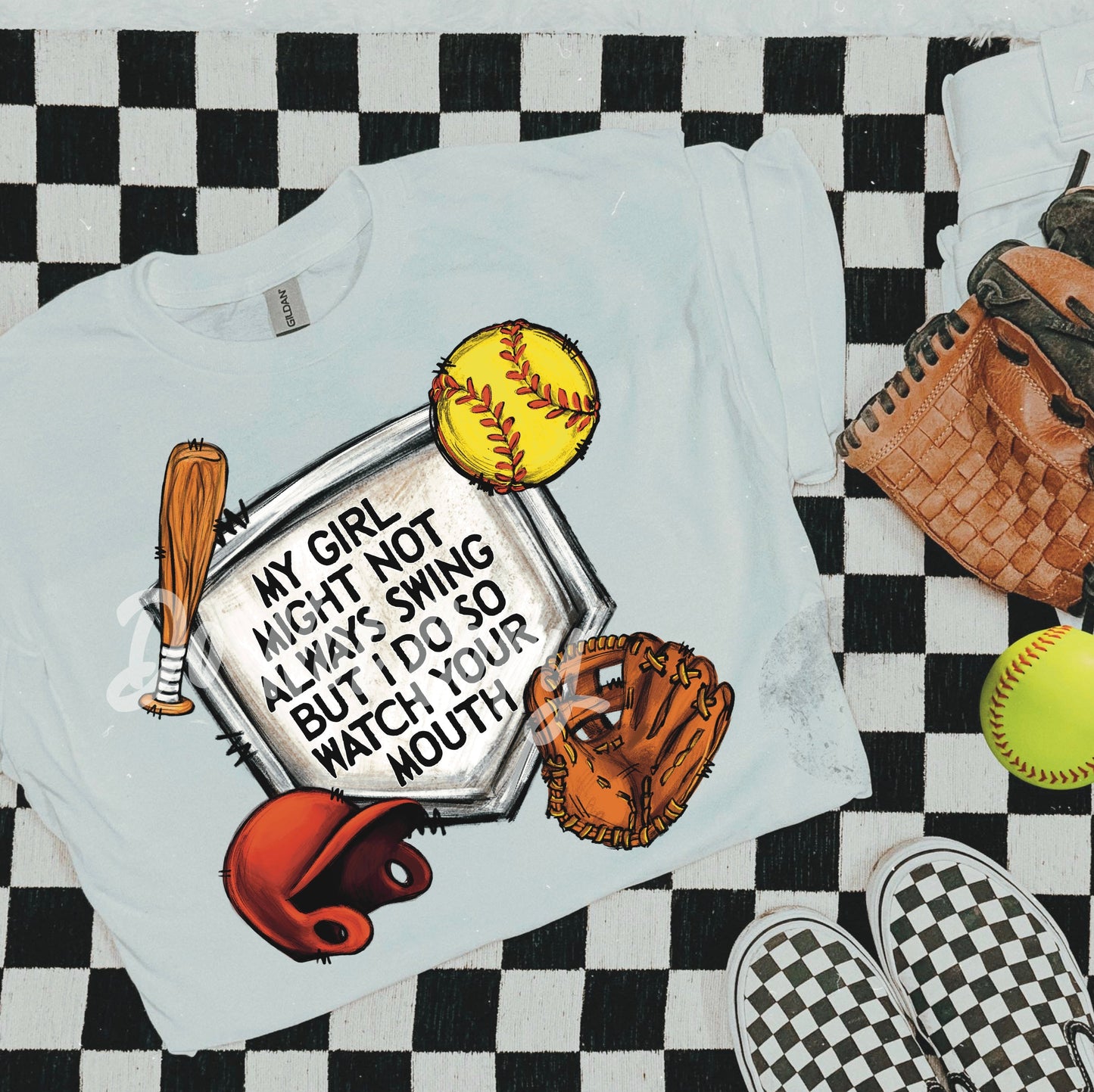 SALE OF THE WEEK - SUBLIMATION - MY (GIRL, BOY, or KIDS) MIGHT NOT ALWAYS SWING BUT I DO SO WATCH YOUR MOUTH - T-SHIRT - GILDAN DRYBLEND 50/50