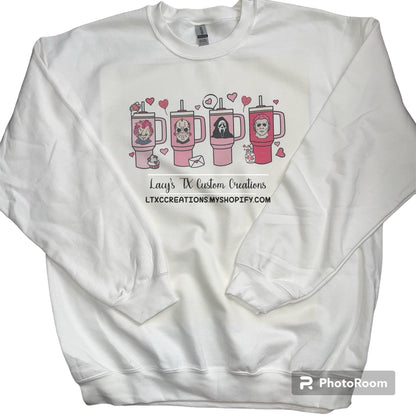 Horror Valentine Cups - WHITE Sweatshirt