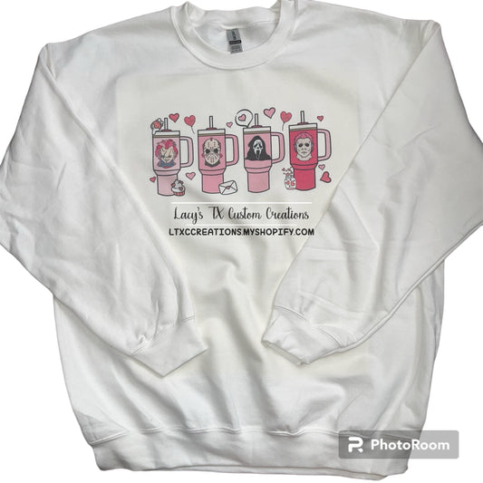 Horror Valentine Cups - WHITE Sweatshirt