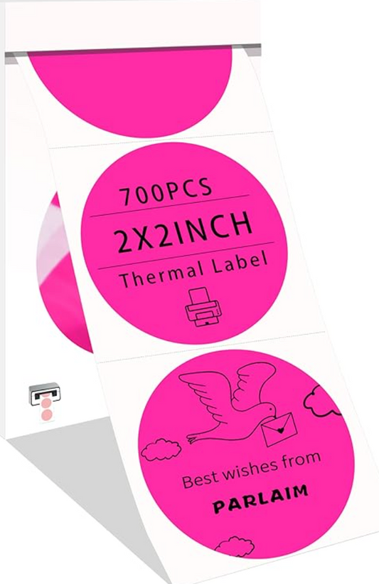 2" Circle Fluorescent Pink Thermal Labels