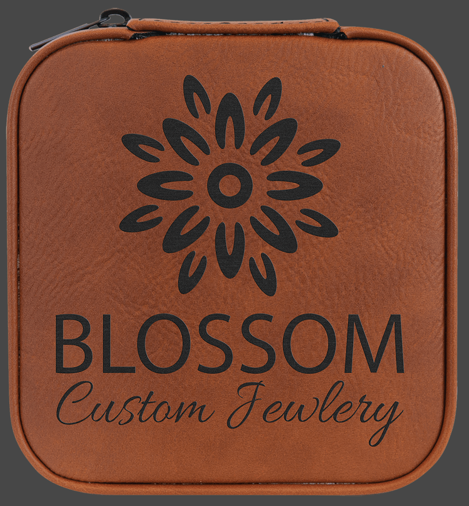Custom Birth Flower Jewelry Box - Leather Travel Jewelry Case - Square Jewelry Box -Leather Jewelry Organizer - Name Travel Case - Bridal Party Gifts