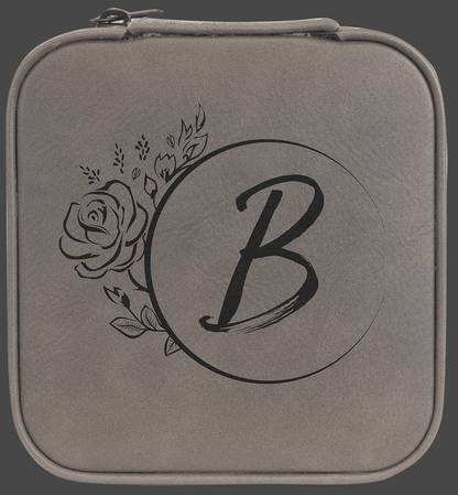 Custom Birth Flower Jewelry Box - Leather Travel Jewelry Case - Square Jewelry Box -Leather Jewelry Organizer - Name Travel Case - Bridal Party Gifts