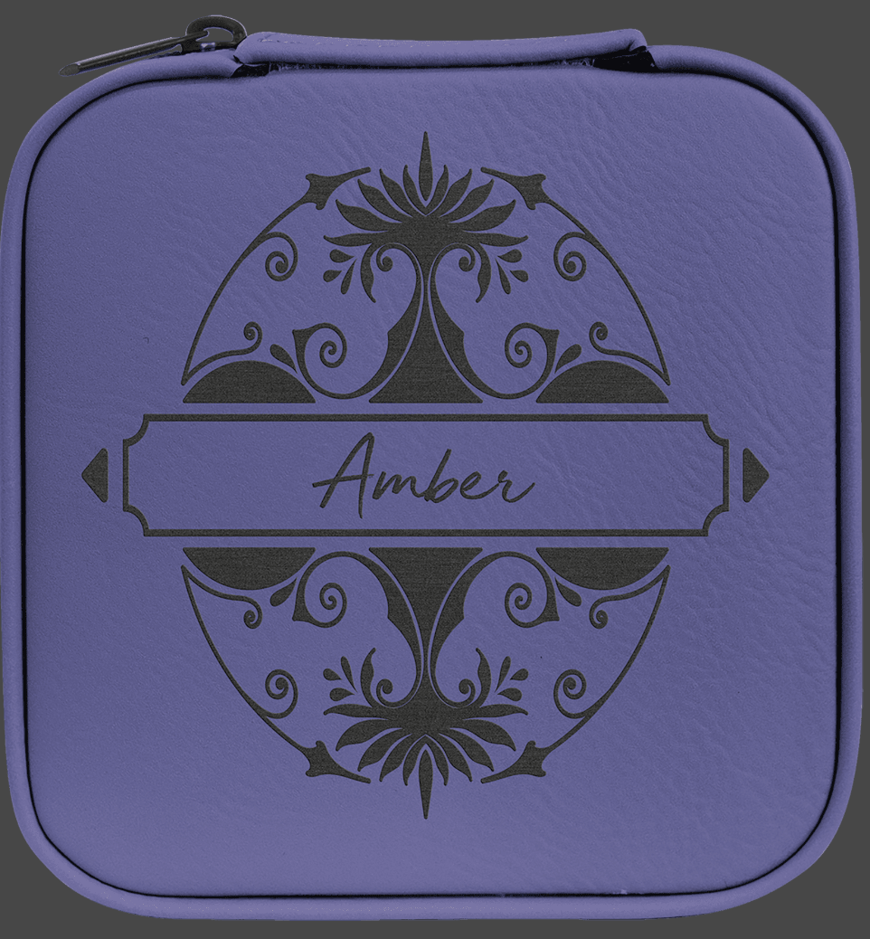 Custom Birth Flower Jewelry Box - Leather Travel Jewelry Case - Square Jewelry Box -Leather Jewelry Organizer - Name Travel Case - Bridal Party Gifts