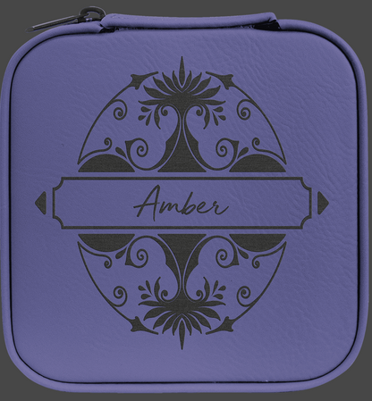 Custom Birth Flower Jewelry Box - Leather Travel Jewelry Case - Square Jewelry Box -Leather Jewelry Organizer - Name Travel Case - Bridal Party Gifts