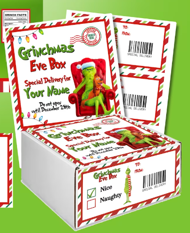 Personalized with NAME - GRINCHMAS EVE BOX! - READY ON OR BEFORE DECEMBER 20TH