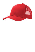 Load image into Gallery viewer, WOLFE PACK HAT -- Port Authority Snapback Trucker Hat  *SIMILAR STYLE TO RICHARDSON 112 HATS* with Custom Leatherette Patch
