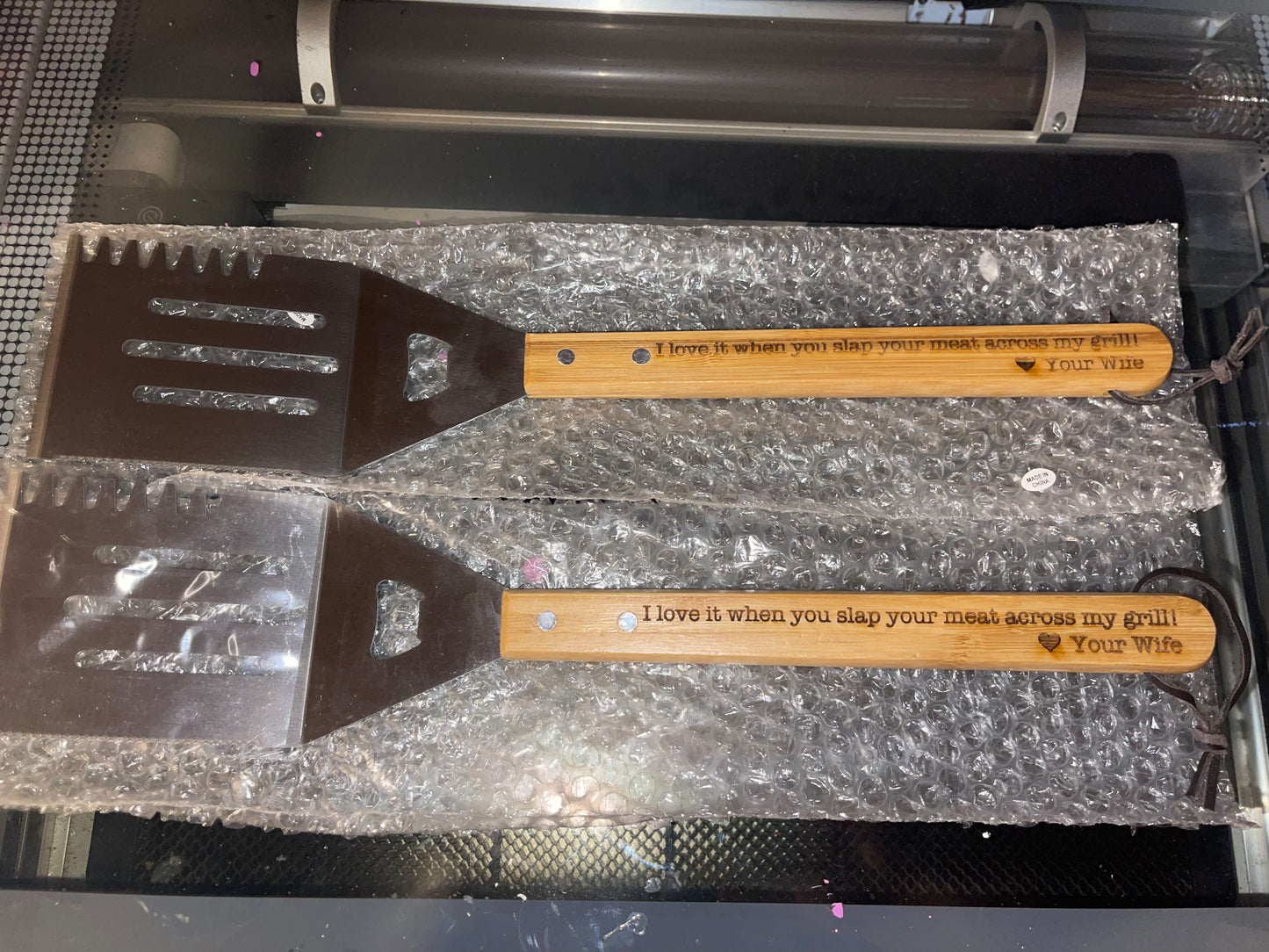 I love it when you slap your meat across my grill. 🖤 Your Wife - Grilling Spatula with Built In Bottle Opener.