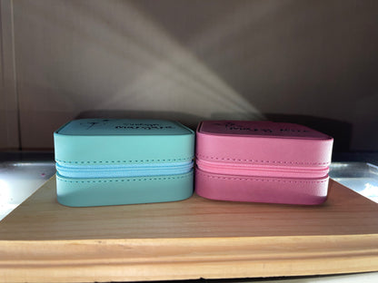Custom Birth Flower Jewelry Box - Leather Travel Jewelry Case - Square Jewelry Box -Leather Jewelry Organizer - Name Travel Case - Bridal Party Gifts