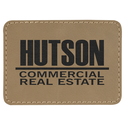 3”x2” Laser Engraved Leatherette Name Patches w/ Heat Activated Adhesive Backing