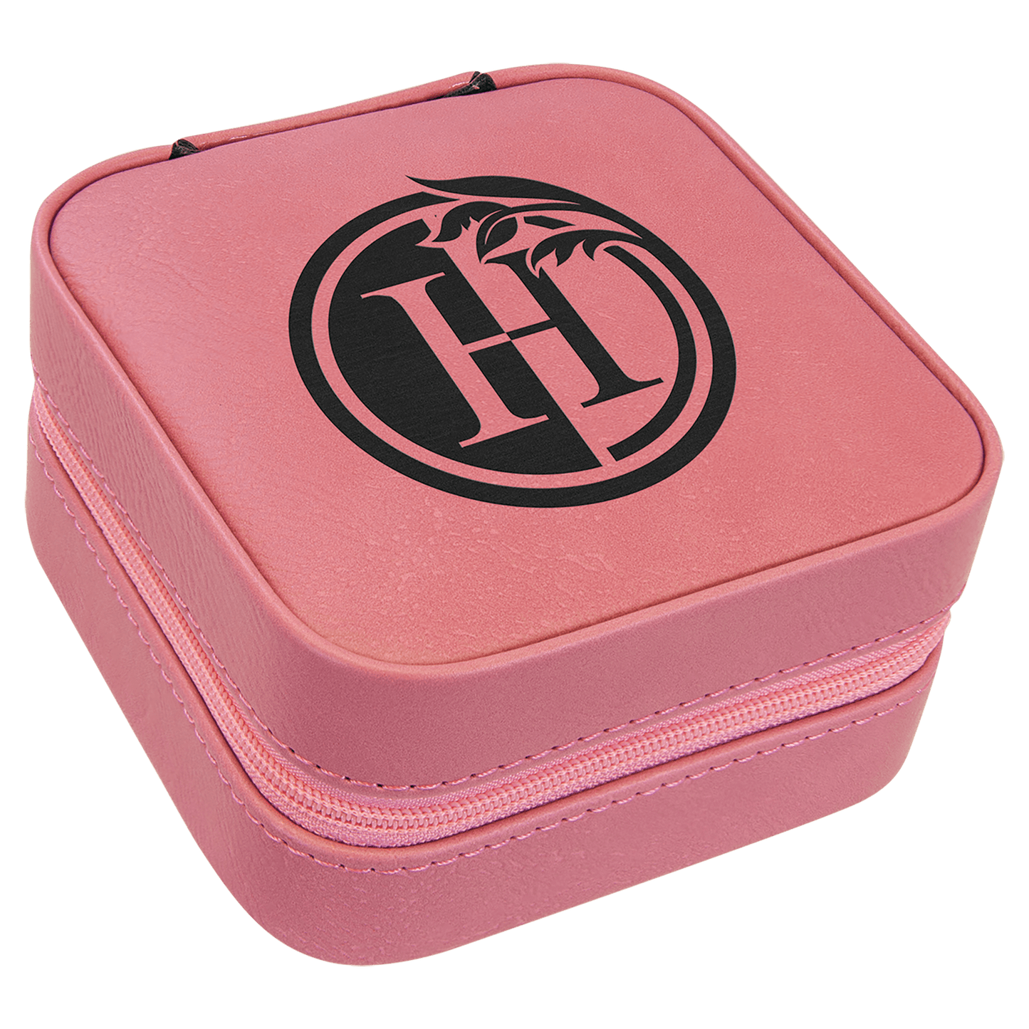 Custom Birth Flower Jewelry Box - Leather Travel Jewelry Case - Square Jewelry Box -Leather Jewelry Organizer - Name Travel Case - Bridal Party Gifts