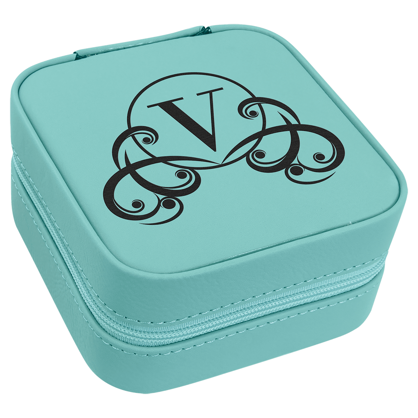 Custom Birth Flower Jewelry Box - Leather Travel Jewelry Case - Square Jewelry Box -Leather Jewelry Organizer - Name Travel Case - Bridal Party Gifts
