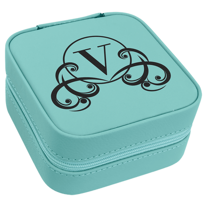 Custom Birth Flower Jewelry Box - Leather Travel Jewelry Case - Square Jewelry Box -Leather Jewelry Organizer - Name Travel Case - Bridal Party Gifts
