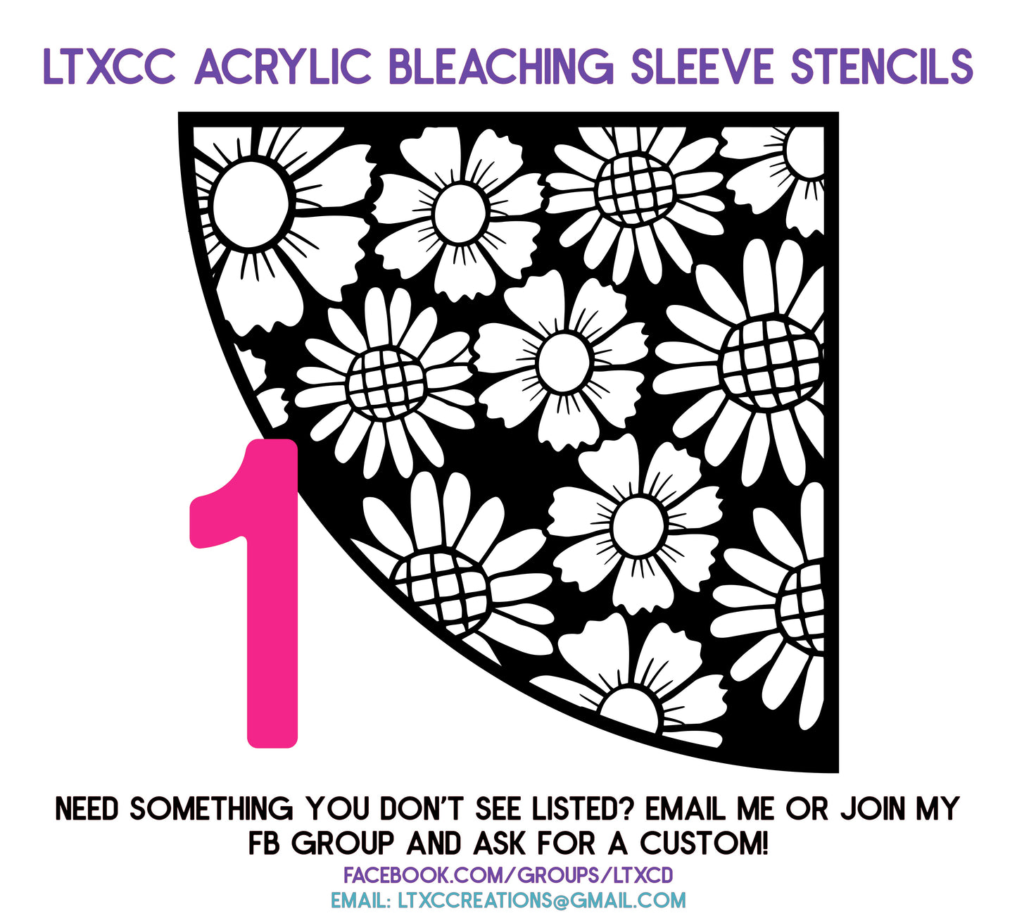 ADULT SIZE Acrylic Bleaching SLEEVE Stencils