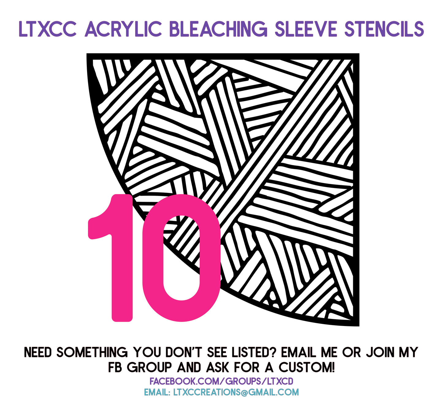 ADULT SIZE Acrylic Bleaching SLEEVE Stencils