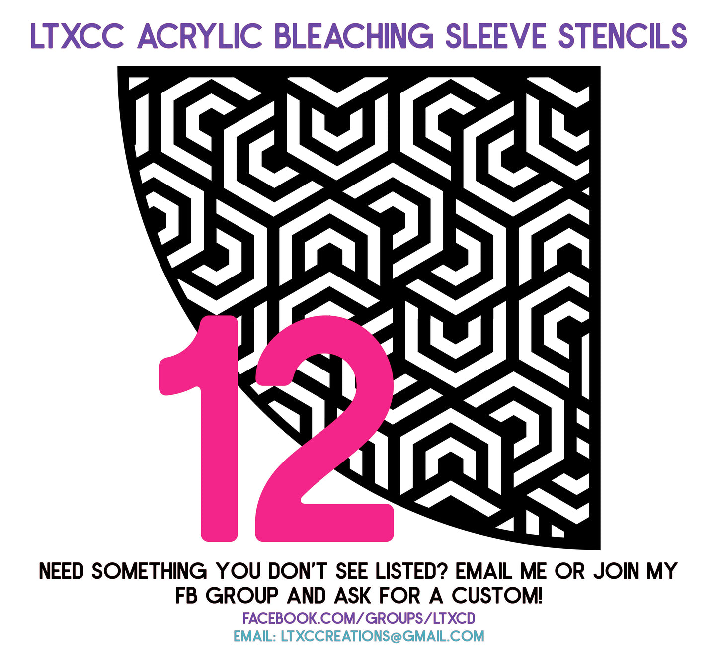ADULT SIZE Acrylic Bleaching SLEEVE Stencils