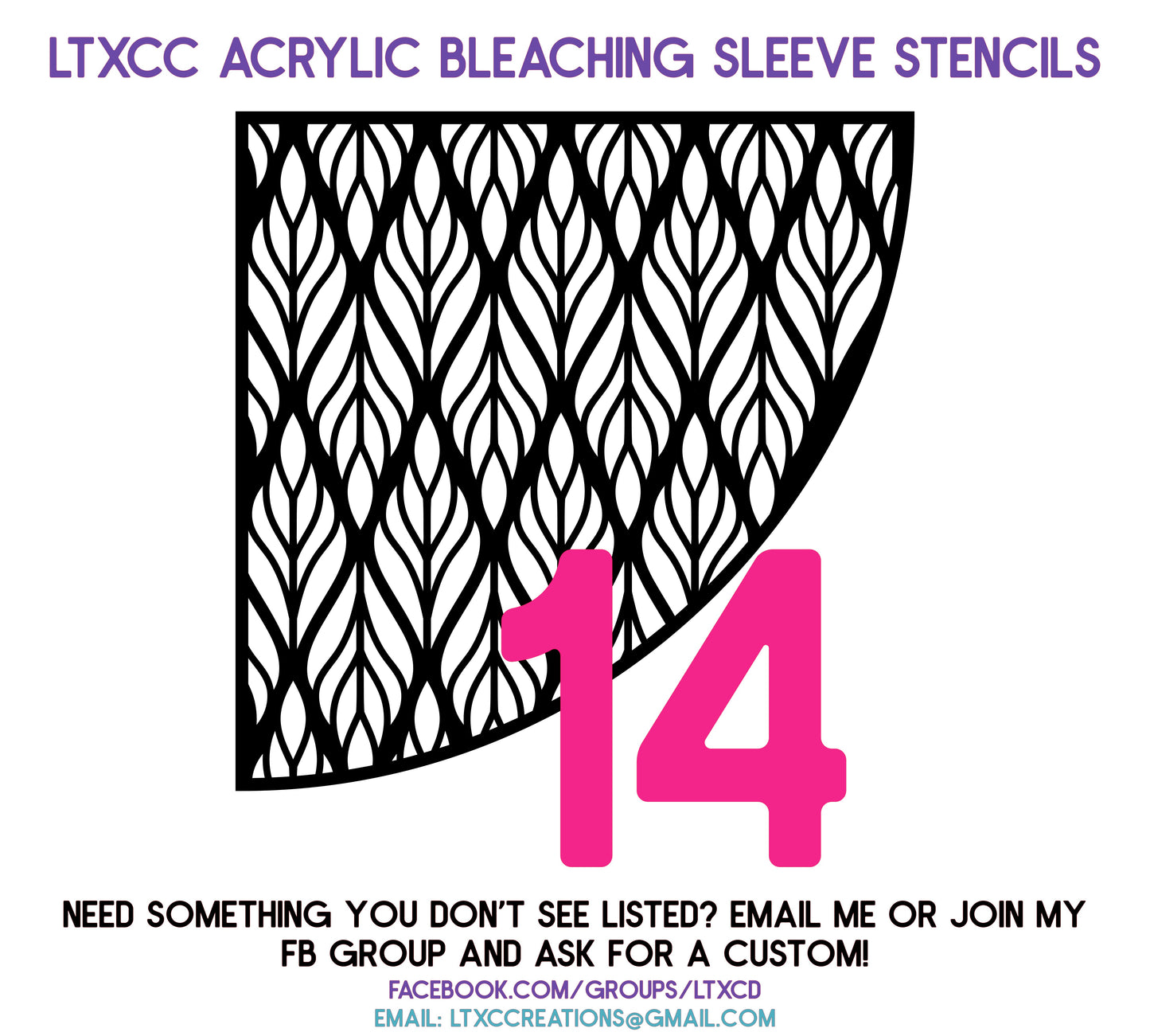 ADULT SIZE Acrylic Bleaching SLEEVE Stencils