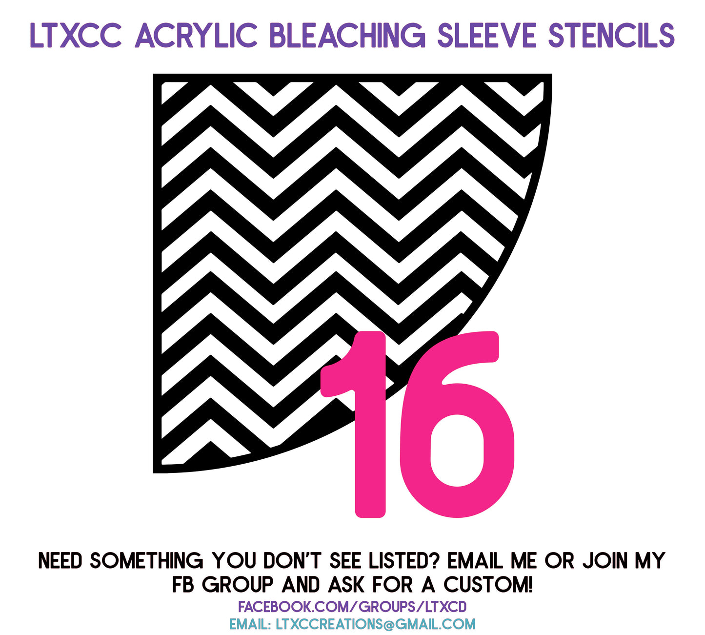 ADULT SIZE Acrylic Bleaching SLEEVE Stencils