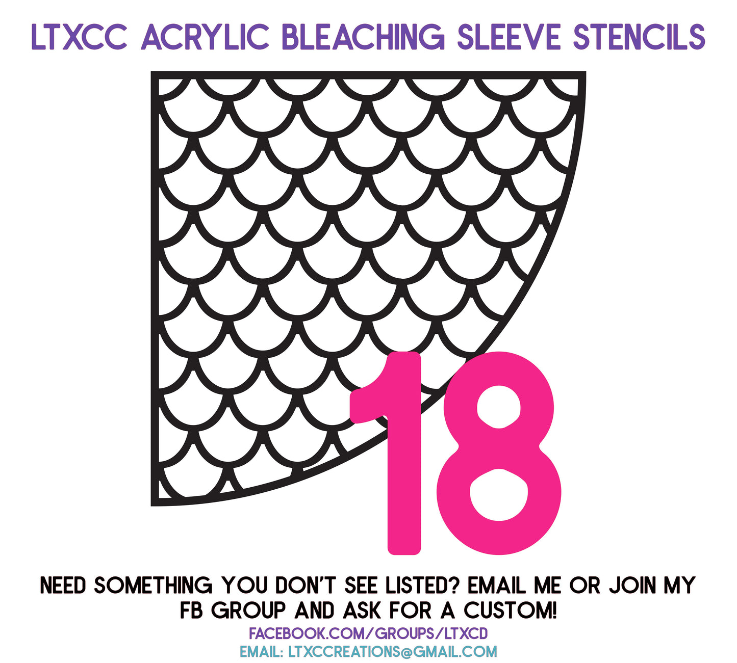 ADULT SIZE Acrylic Bleaching SLEEVE Stencils