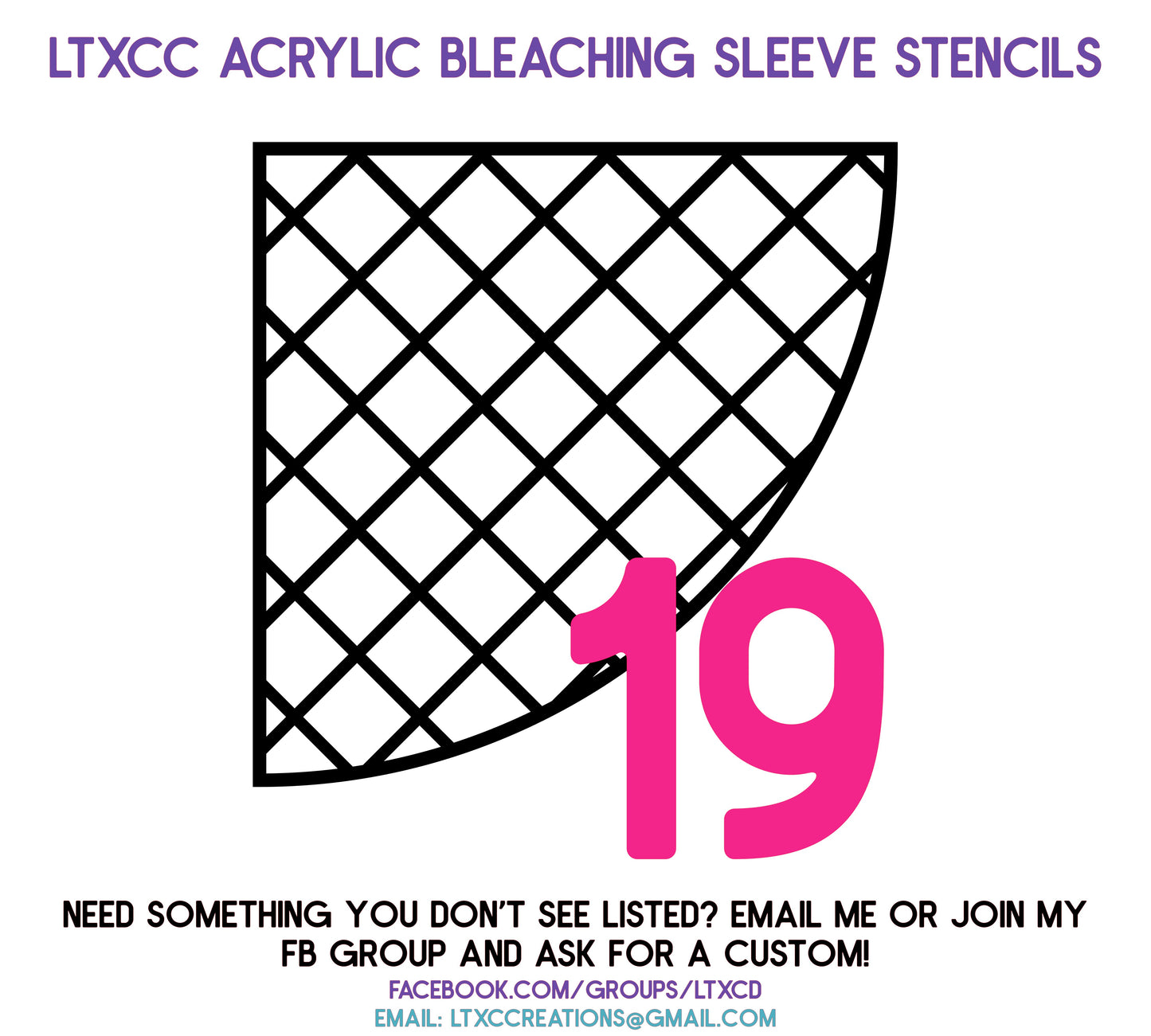 ADULT SIZE Acrylic Bleaching SLEEVE Stencils