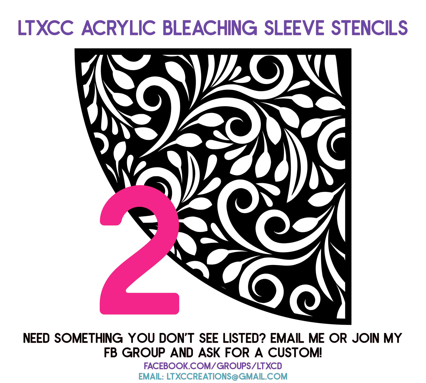 ADULT SIZE Acrylic Bleaching SLEEVE Stencils