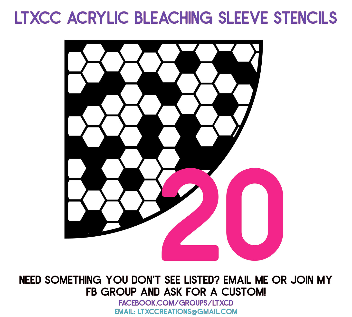 ADULT SIZE Acrylic Bleaching SLEEVE Stencils