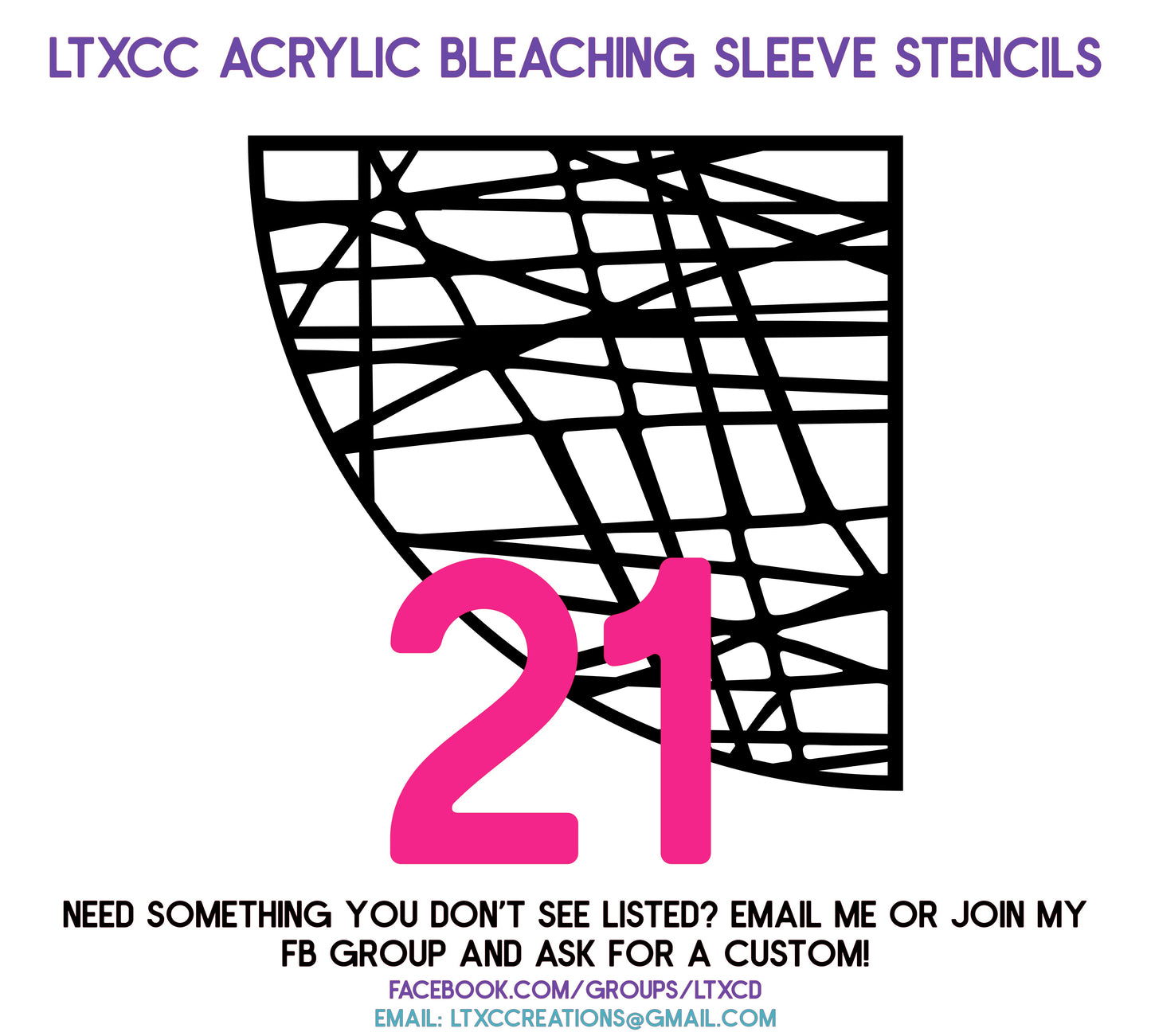 ADULT SIZE Acrylic Bleaching SLEEVE Stencils