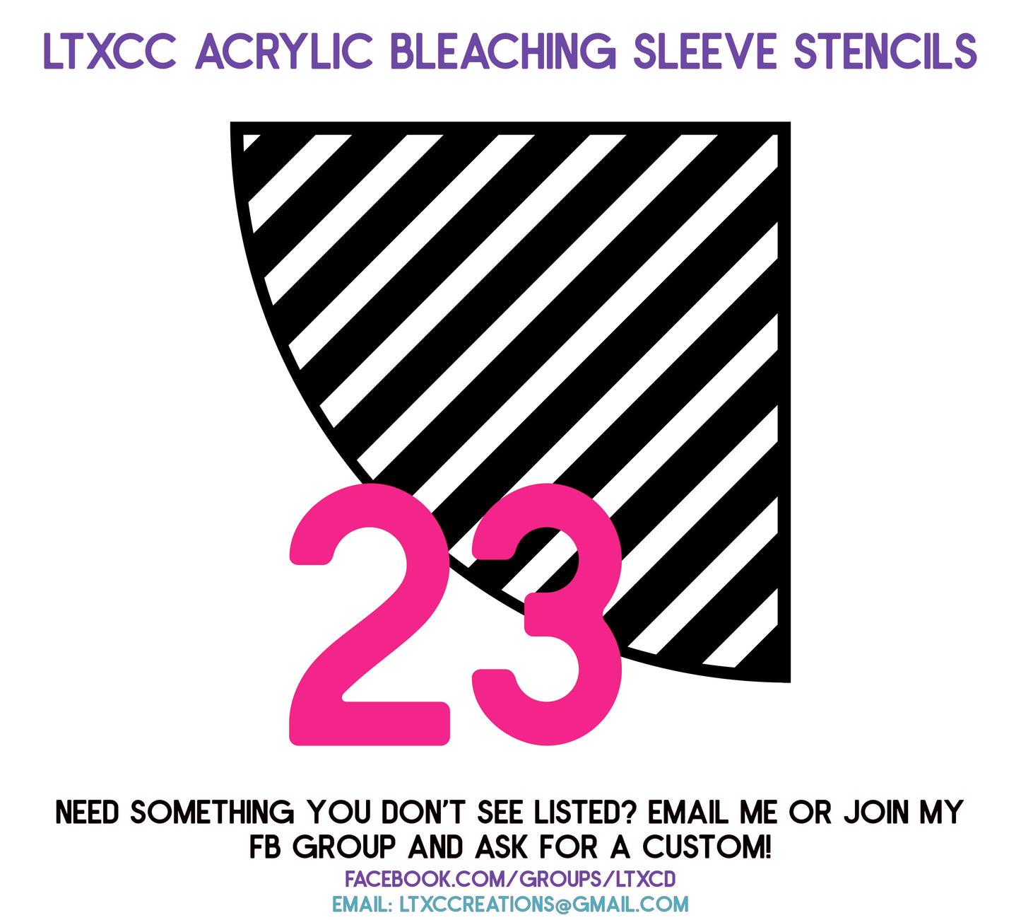 ADULT SIZE Acrylic Bleaching SLEEVE Stencils