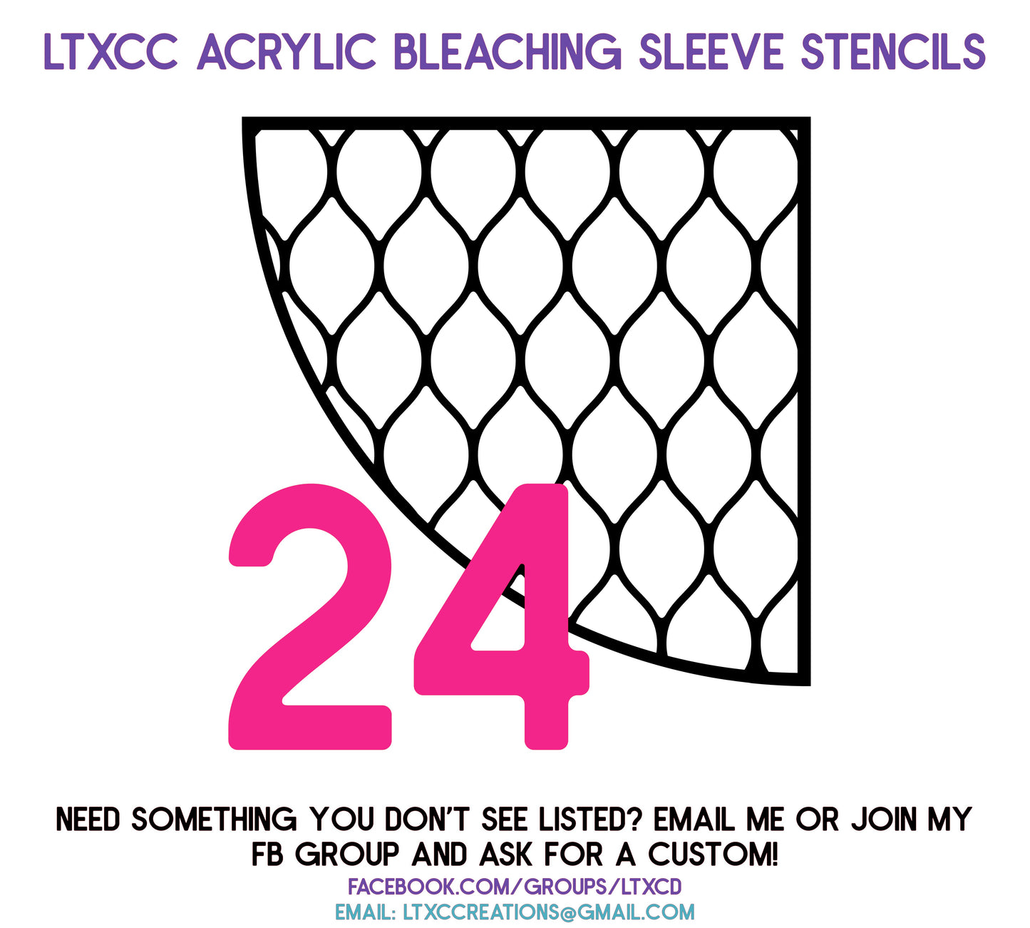 ADULT SIZE Acrylic Bleaching SLEEVE Stencils