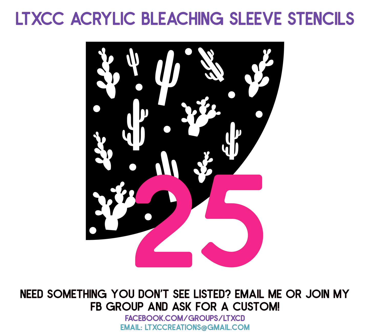 ADULT SIZE Acrylic Bleaching SLEEVE Stencils