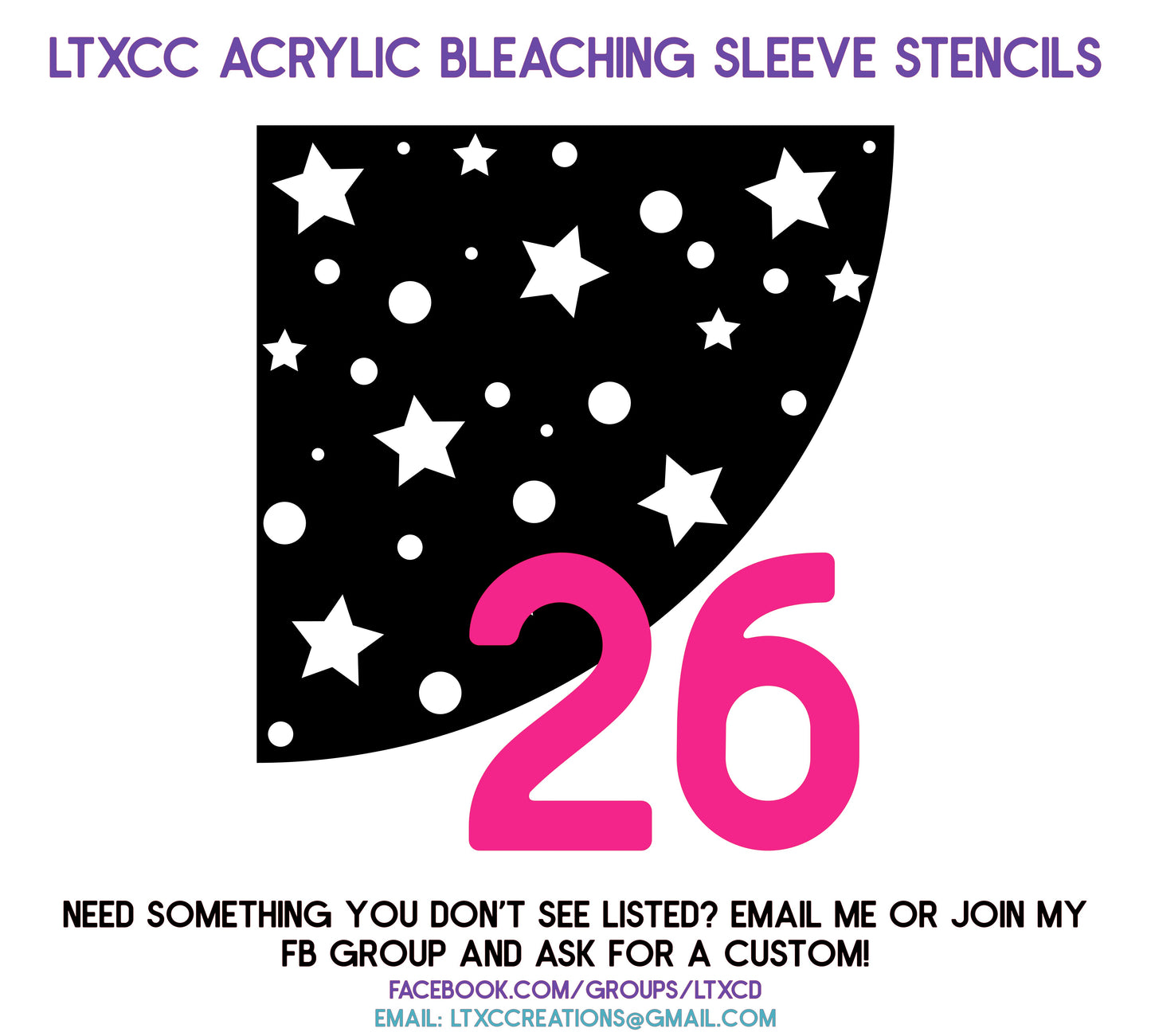 ADULT SIZE Acrylic Bleaching SLEEVE Stencils
