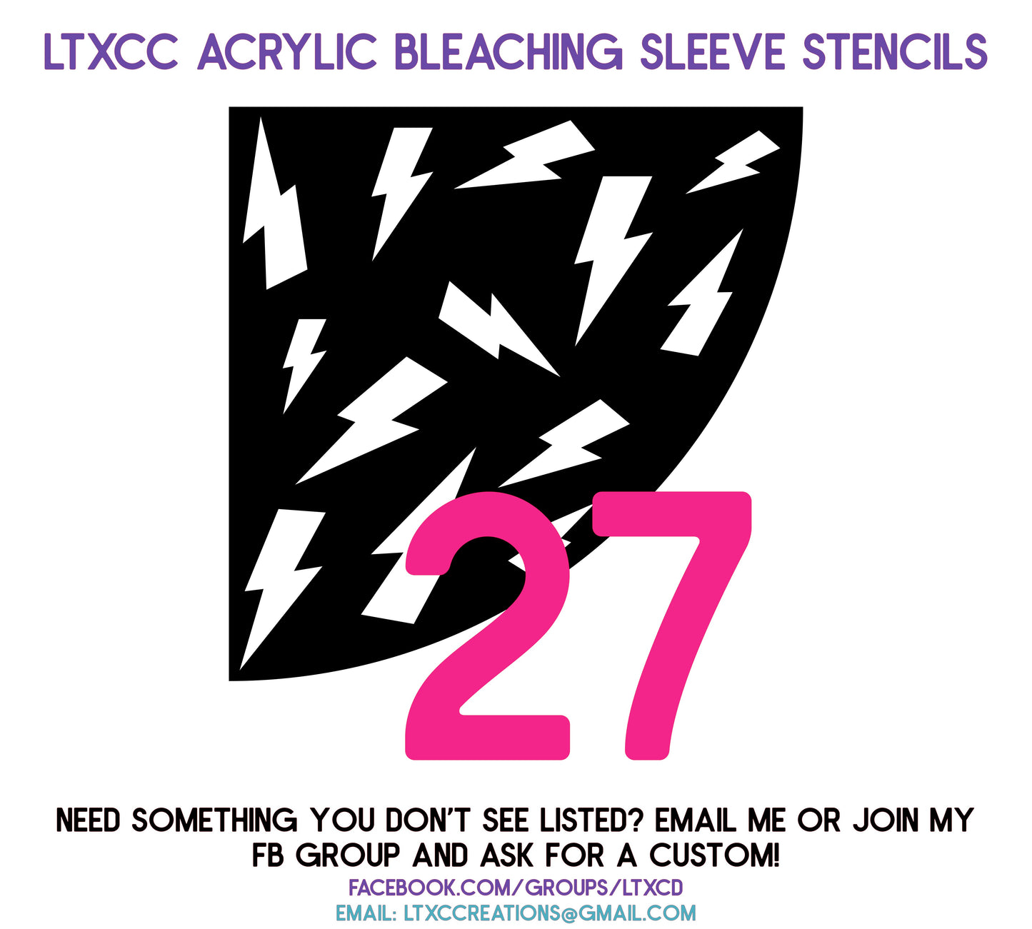 ADULT SIZE Acrylic Bleaching SLEEVE Stencils