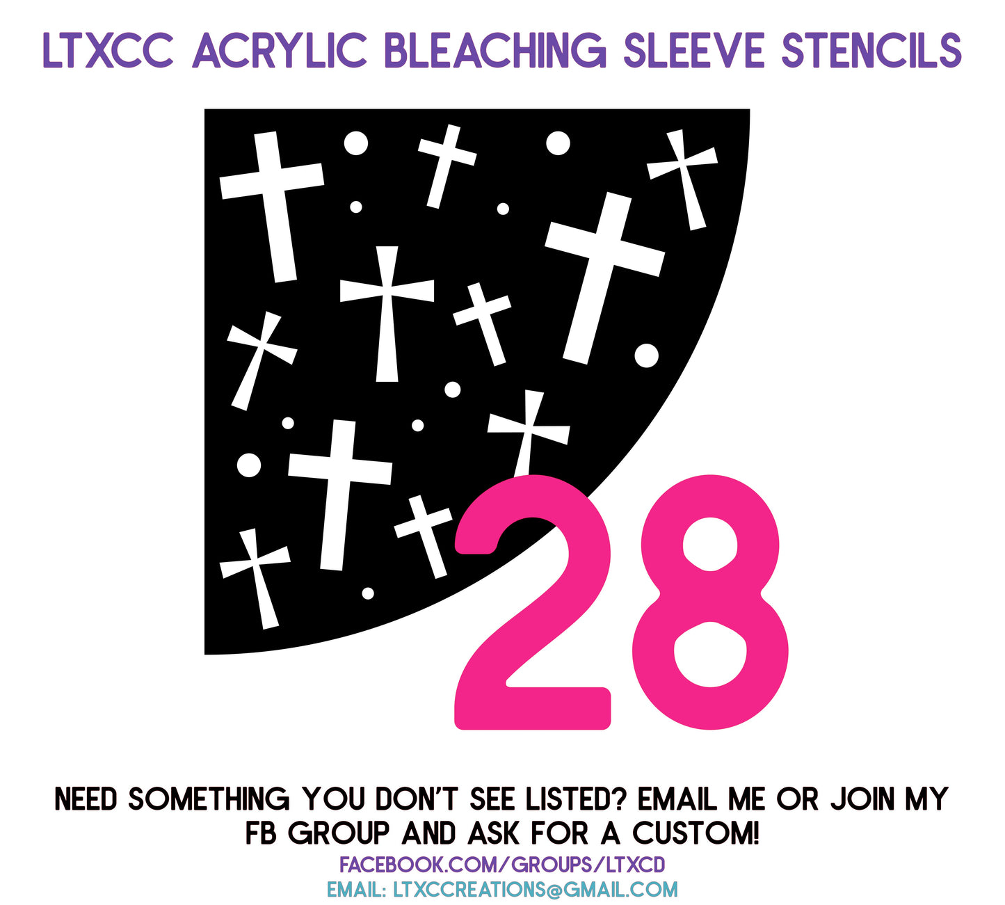 ADULT SIZE Acrylic Bleaching SLEEVE Stencils