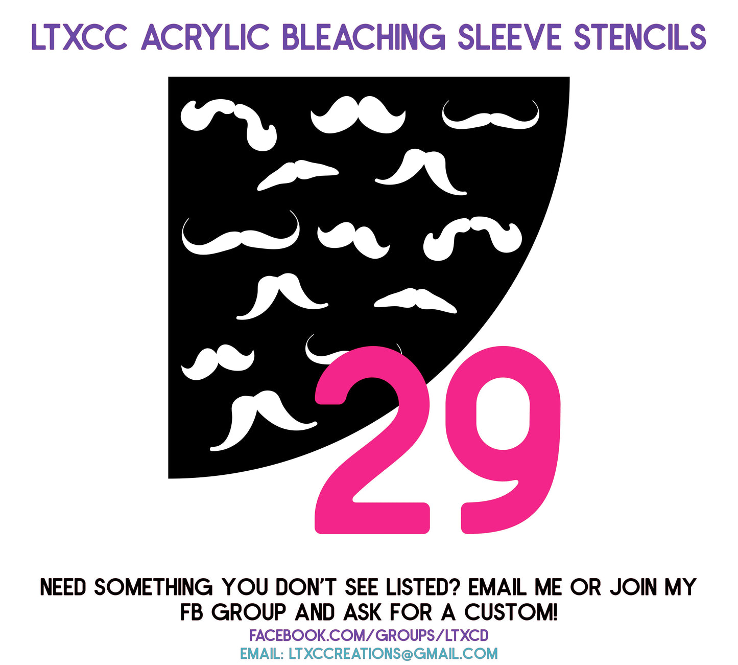 ADULT SIZE Acrylic Bleaching SLEEVE Stencils