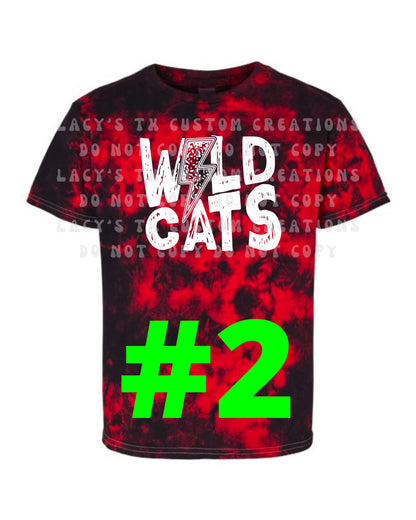 YOUTH WILDCAT TIE DYE TEES - PRE-ORDER - 7-14 DAY TURN AROUND TIME AFTER PRE-ORDER CLOSES TUESDAY, OCT. 11TH