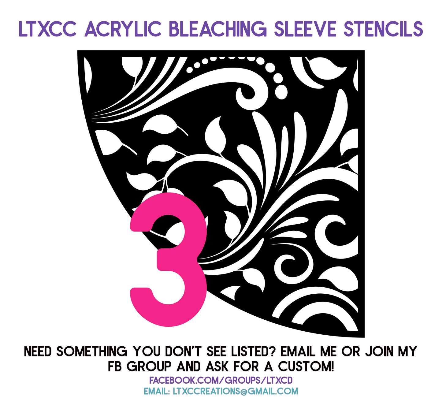 ADULT SIZE Acrylic Bleaching SLEEVE Stencils